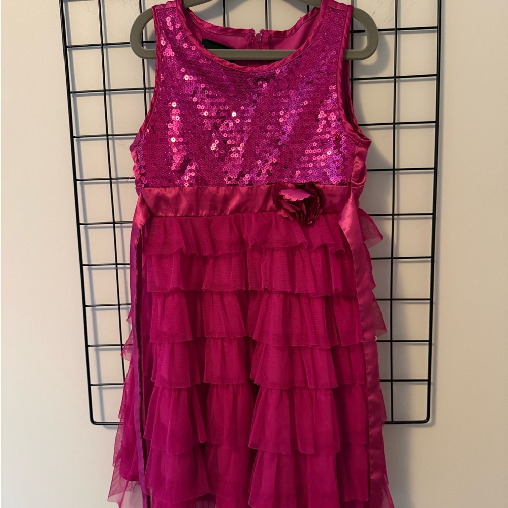 Biscotti Pink Sequin Layered Dress